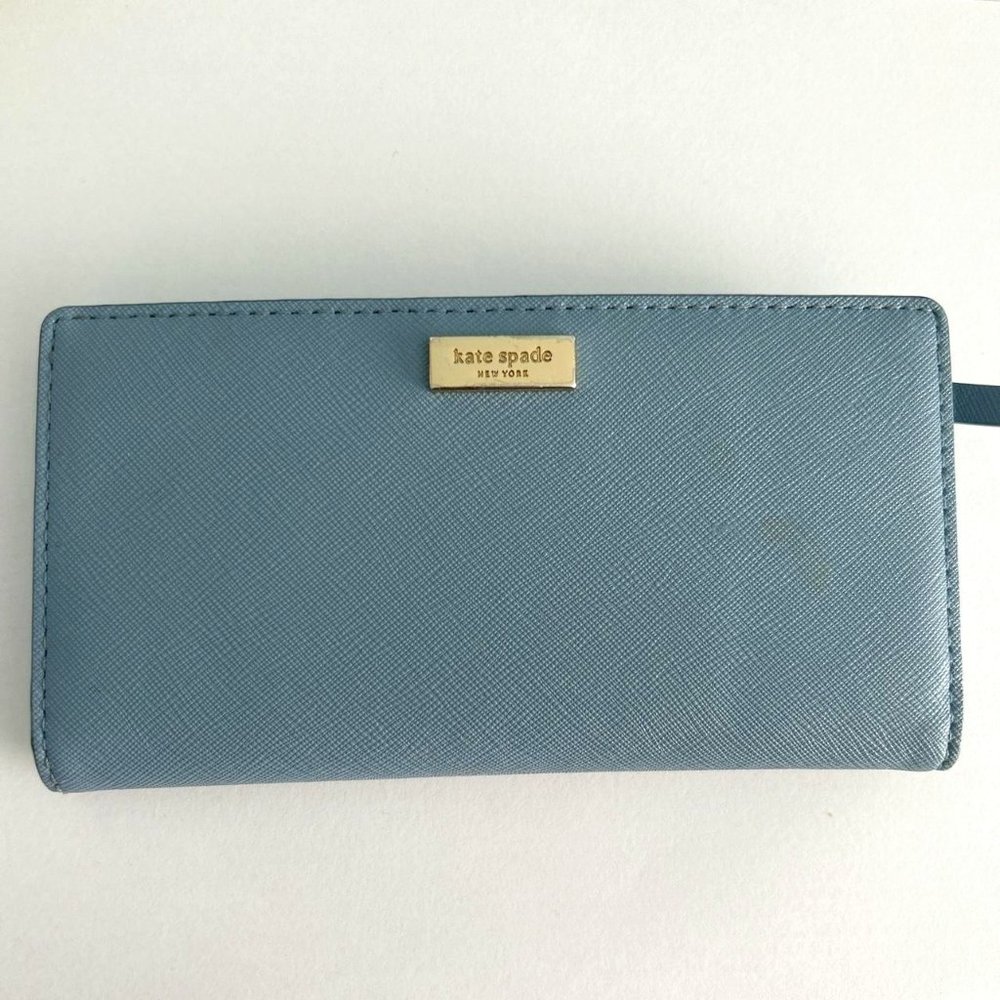 Kate Spade Laurel Way Saffiano Leather Wallet Light Blue